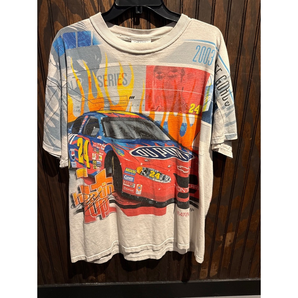 Vintage 2003 Jeff Gordon DuPont NASCAR Racing T-Shirt All Over Print Mens XL 24